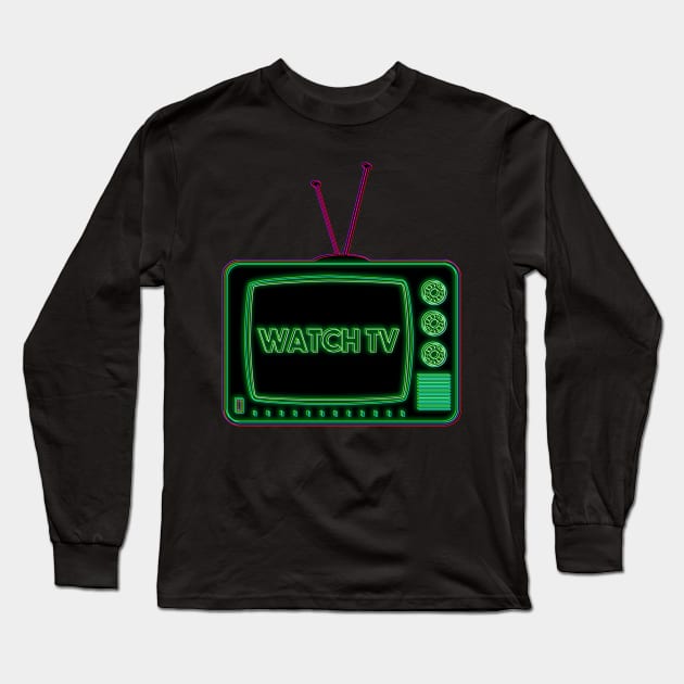 Retro TV | Watch TV | Pop Art Long Sleeve T-Shirt by williamcuccio